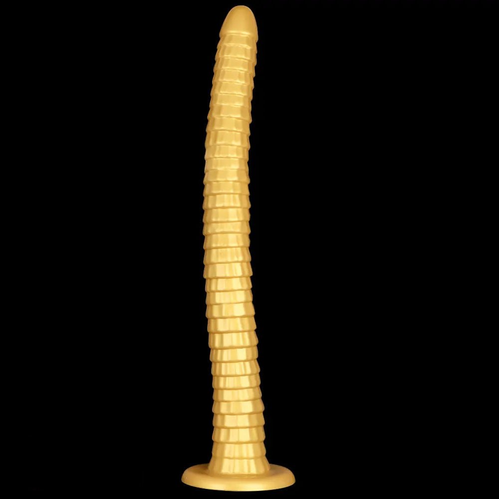 Gold ribbed silicone giant dildo, photo 10