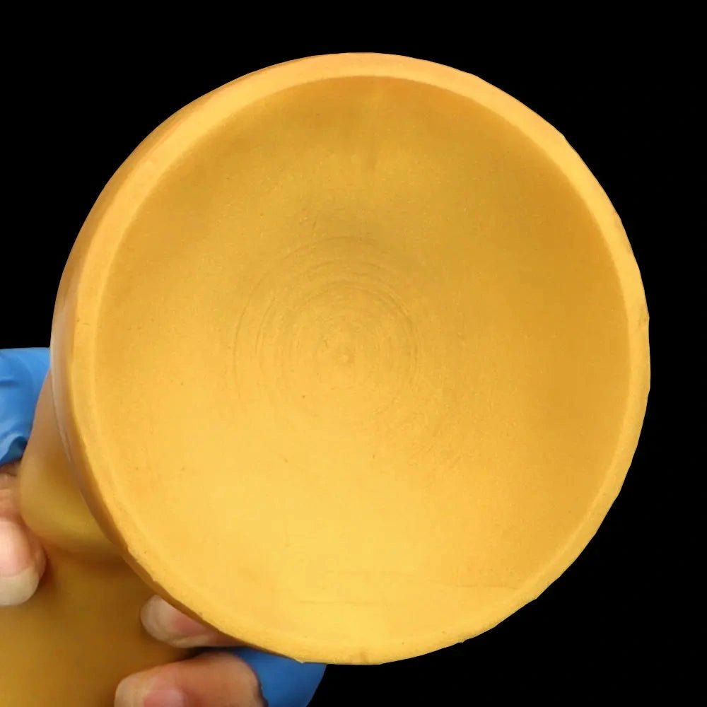 Gold ribbed long silicone dildo, photo 15