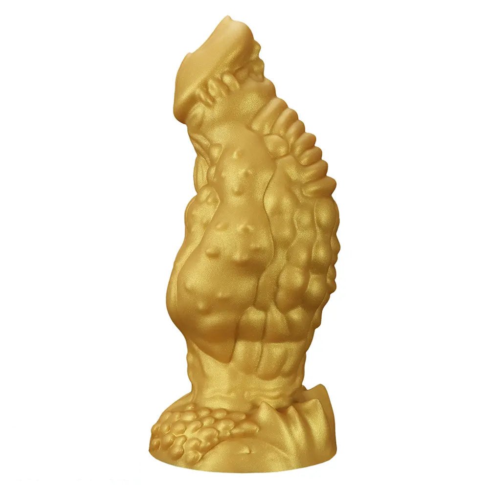 Golden scaled thick silicone monster dildo, photo 1