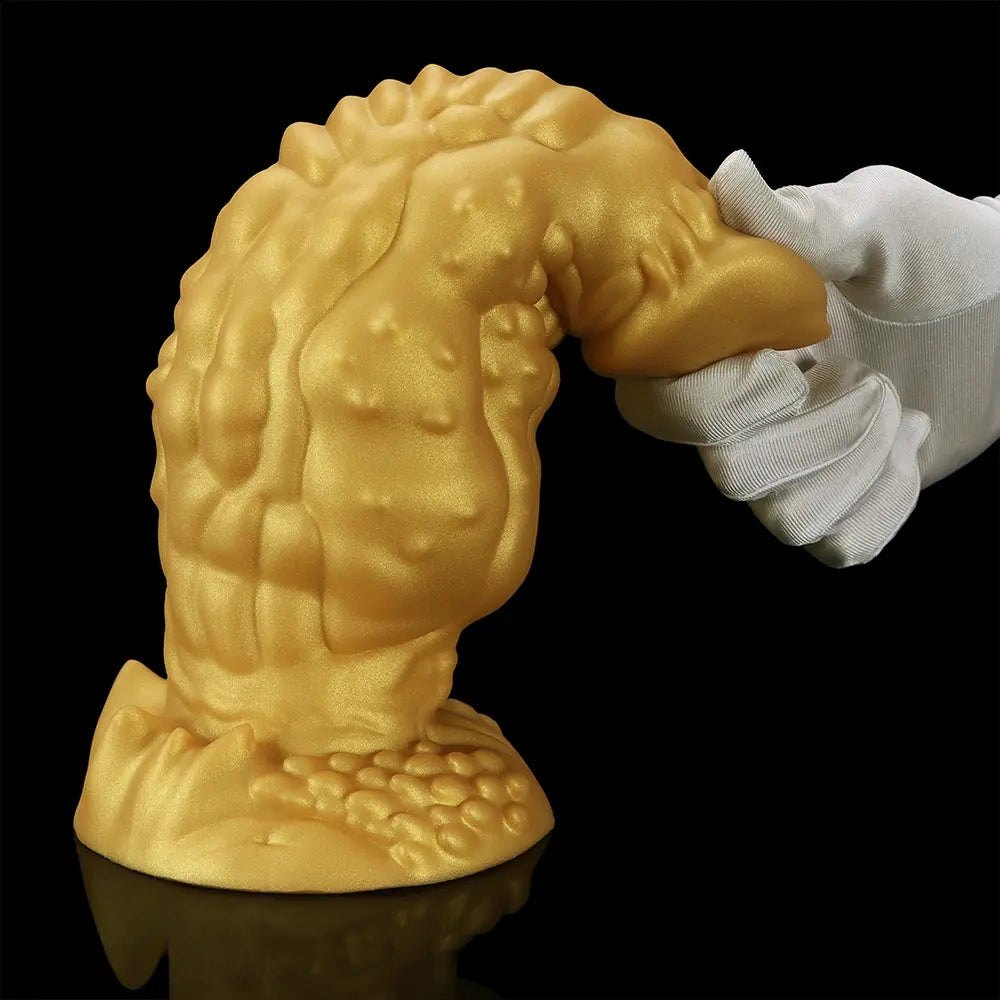 Golden scaled thick silicone monster dildo, photo 10