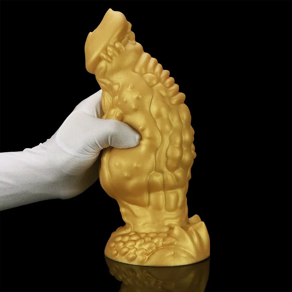 Golden scaled thick silicone monster dildo, photo 11