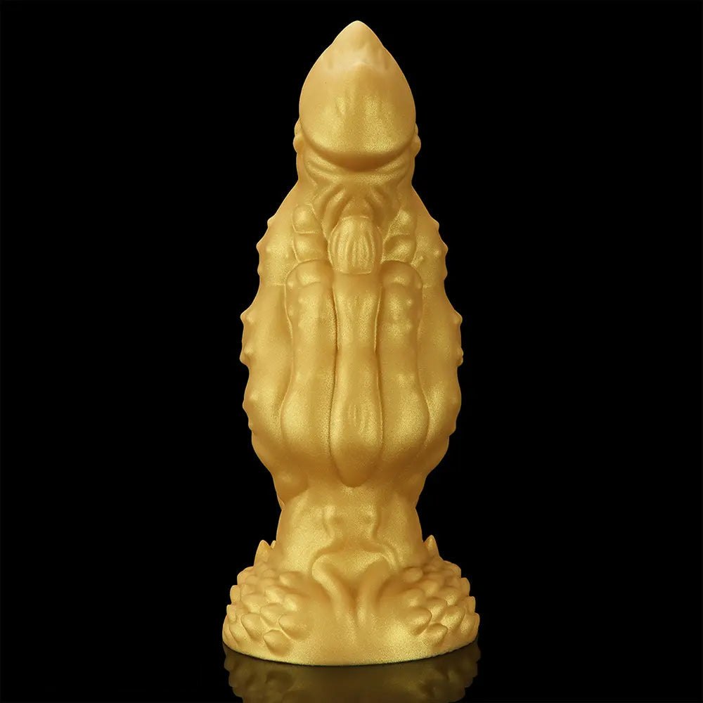 Golden scaled thick silicone monster dildo, photo 14