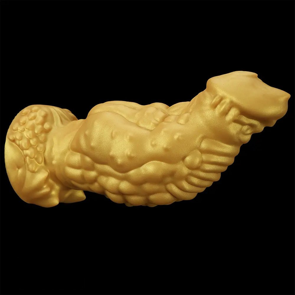 Golden scaled thick silicone monster dildo, photo 15