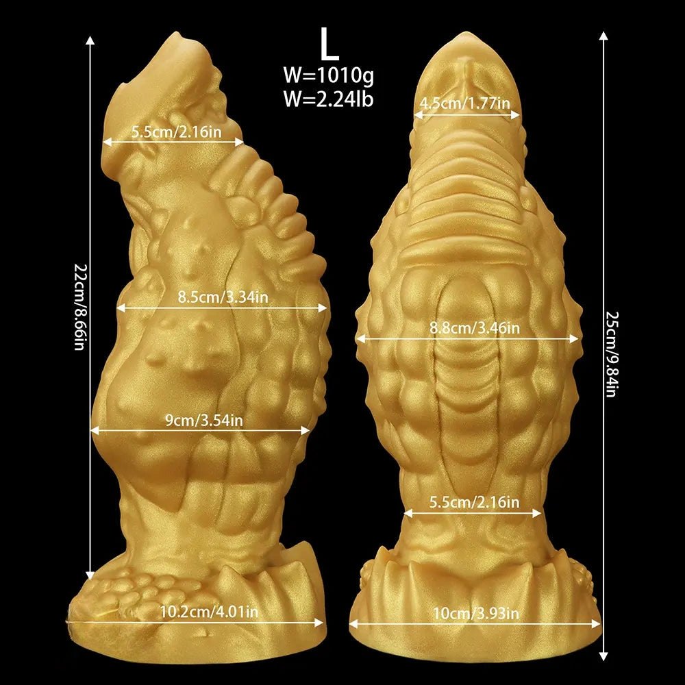 Golden scaled thick silicone monster dildo, photo 17