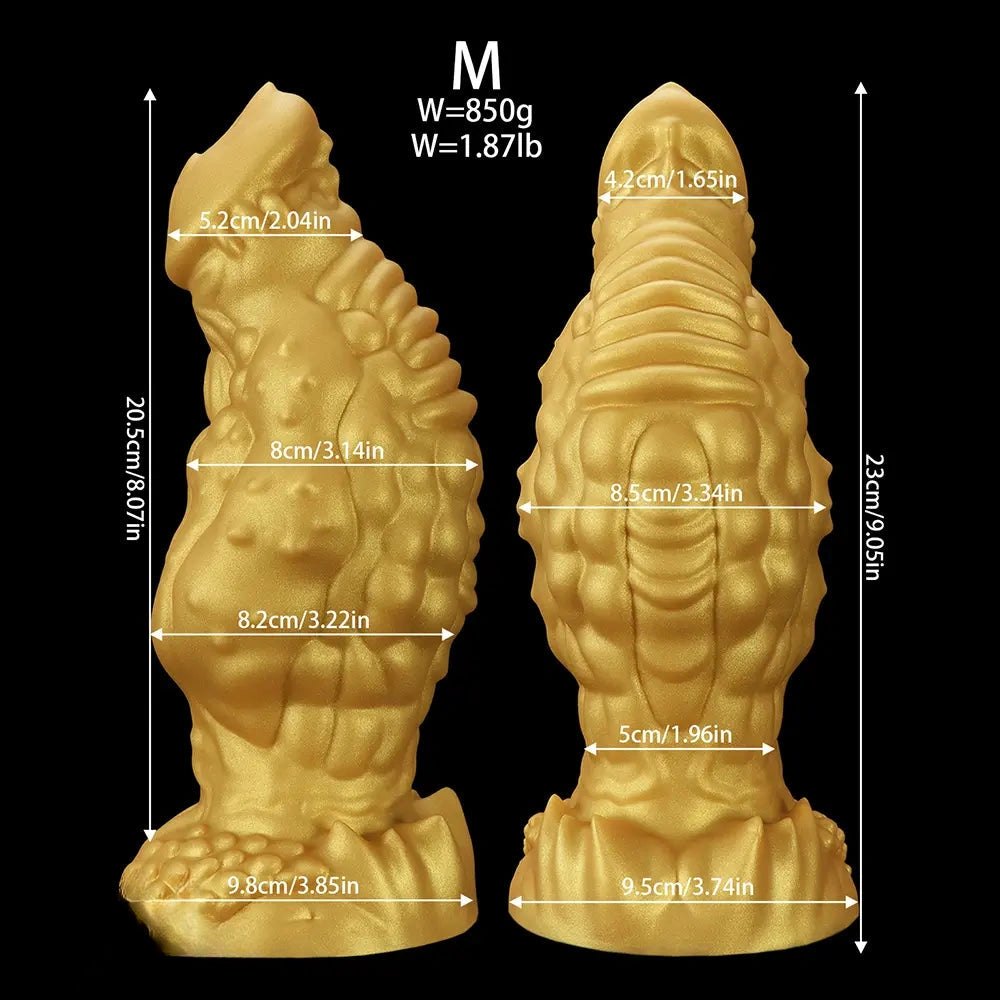 Golden scaled thick silicone monster dildo, photo 18