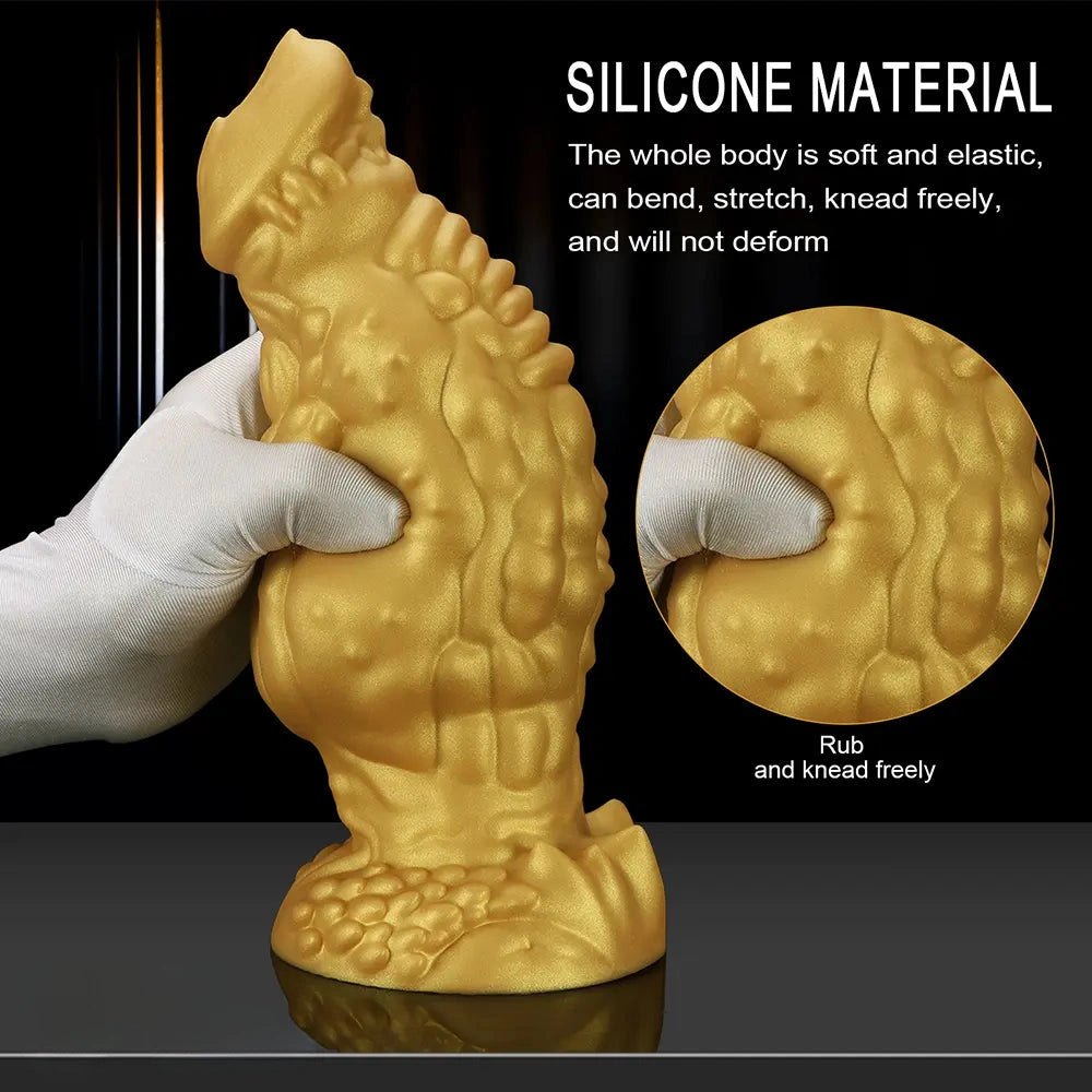 Golden scaled thick silicone monster dildo, photo 7