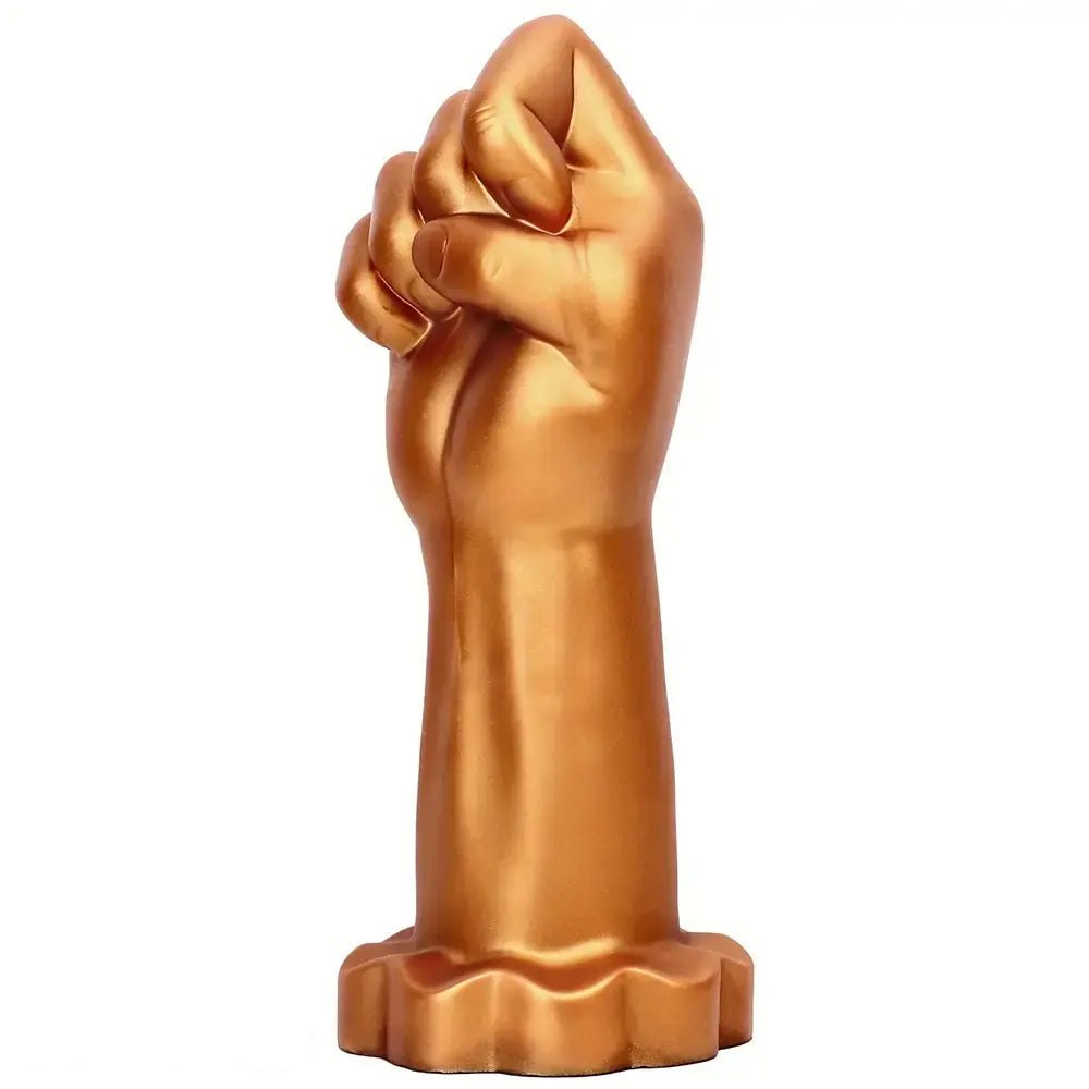 Gold silicone fist-shaped dildo, photo 1