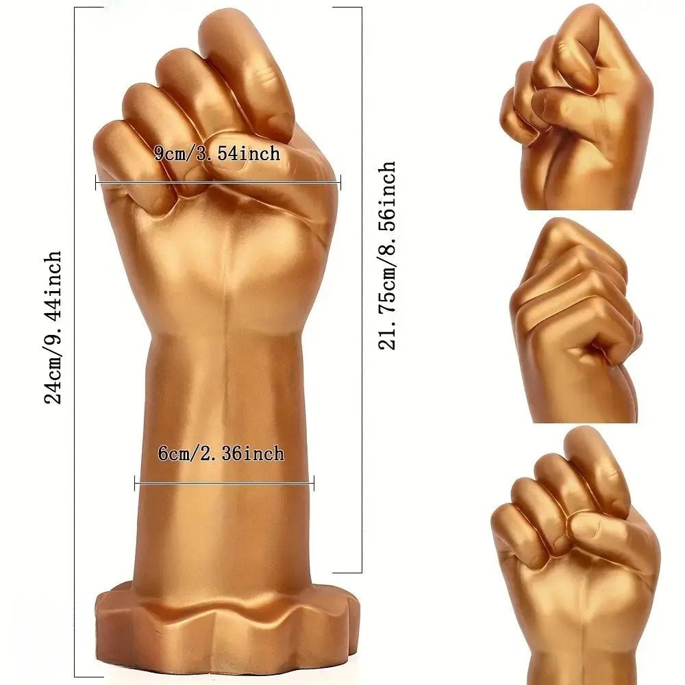 Gold silicone fist-shaped dildo, photo 10