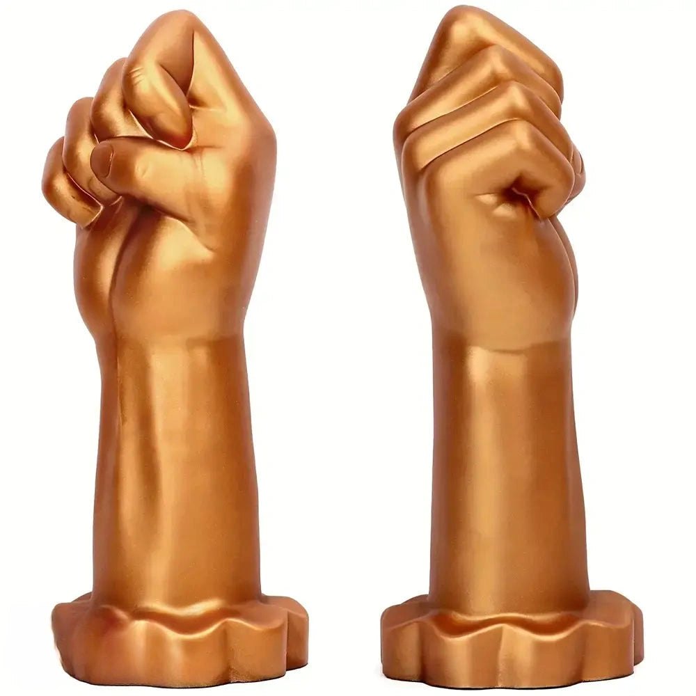 Gold silicone fist-shaped dildo, photo 2