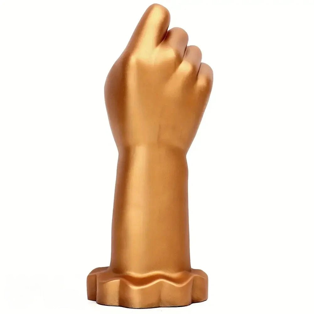 Gold silicone fist-shaped dildo, photo 3