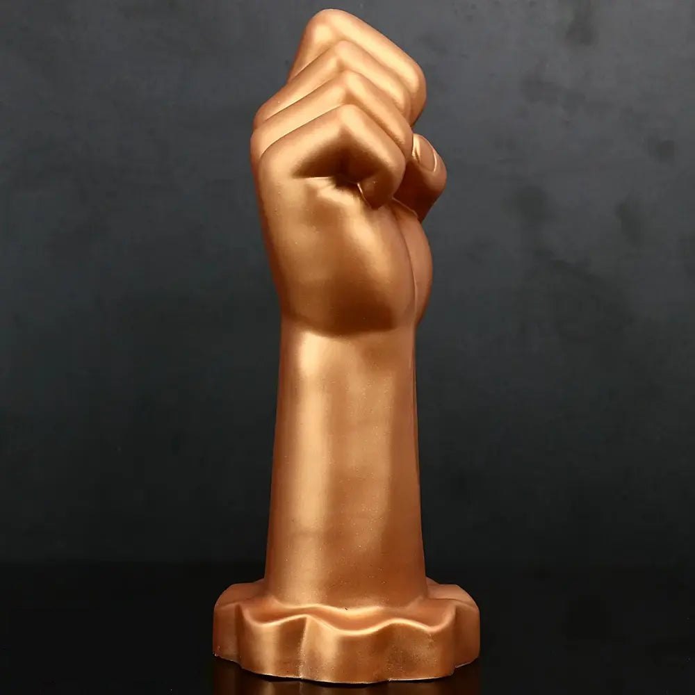 Gold silicone fist-shaped dildo, photo 4