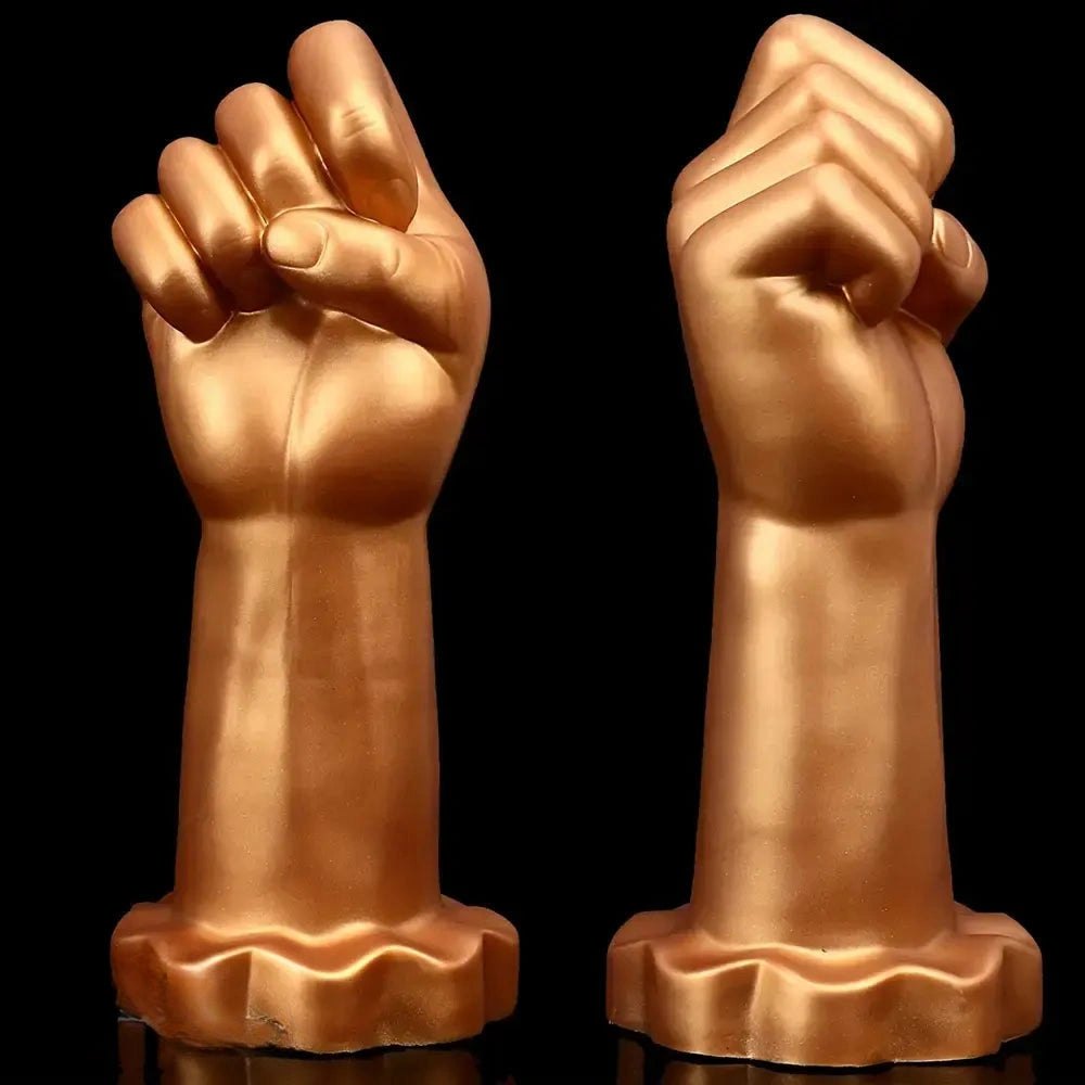 Gold silicone fist-shaped dildo, photo 5