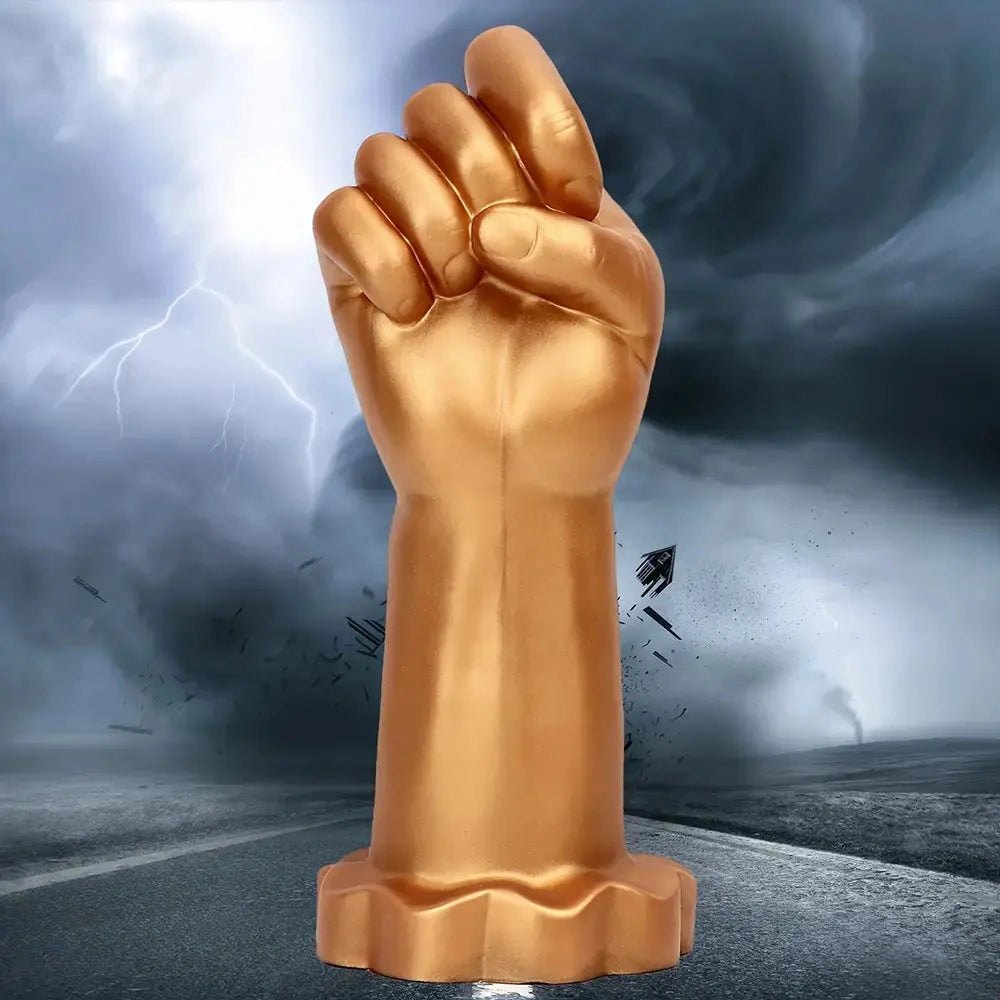 Gold silicone fist-shaped dildo, photo 6