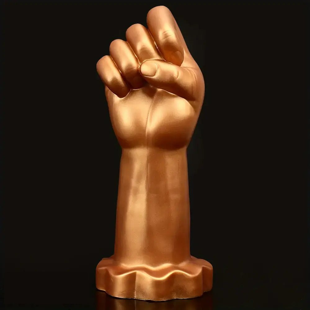 Gold silicone fist-shaped dildo, photo 7