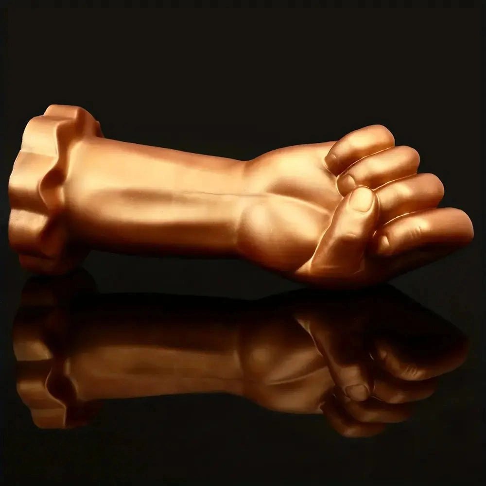 Gold silicone fist-shaped dildo, photo 8