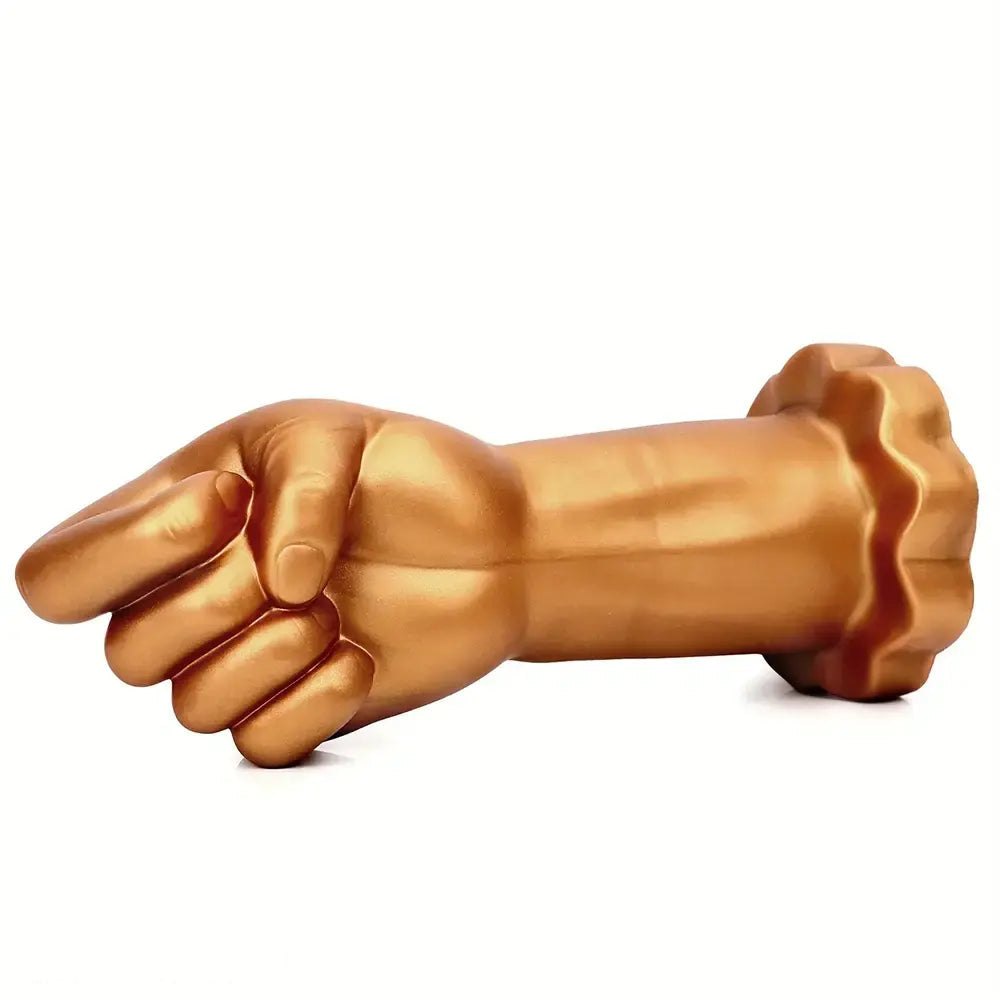 Gold silicone fist-shaped dildo, photo 9