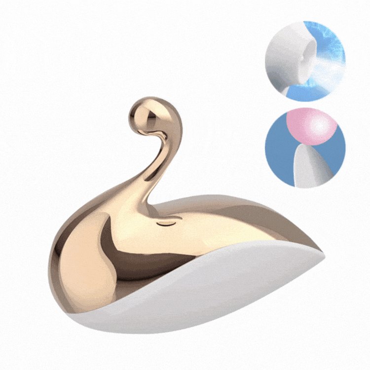Gold and white swan shaped clit suction vibrator, photo 1