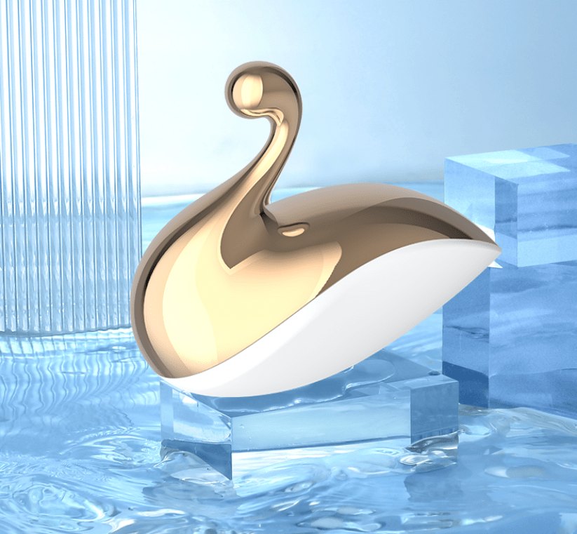Gold and white swan shaped clit suction vibrator, photo 2