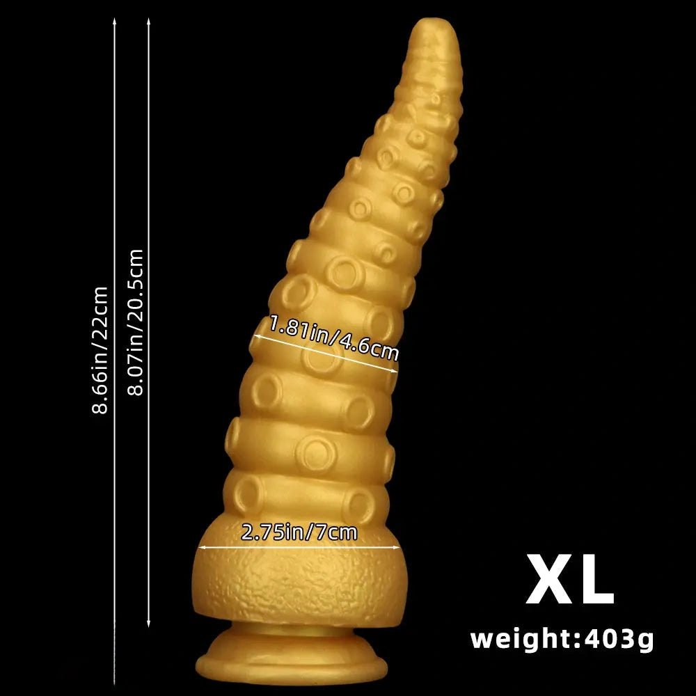 Gold tentacle fantasy silicone dildo, photo 12