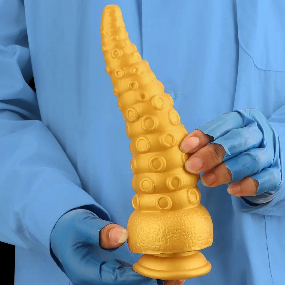 Gold tentacle fantasy silicone dildo, photo 15