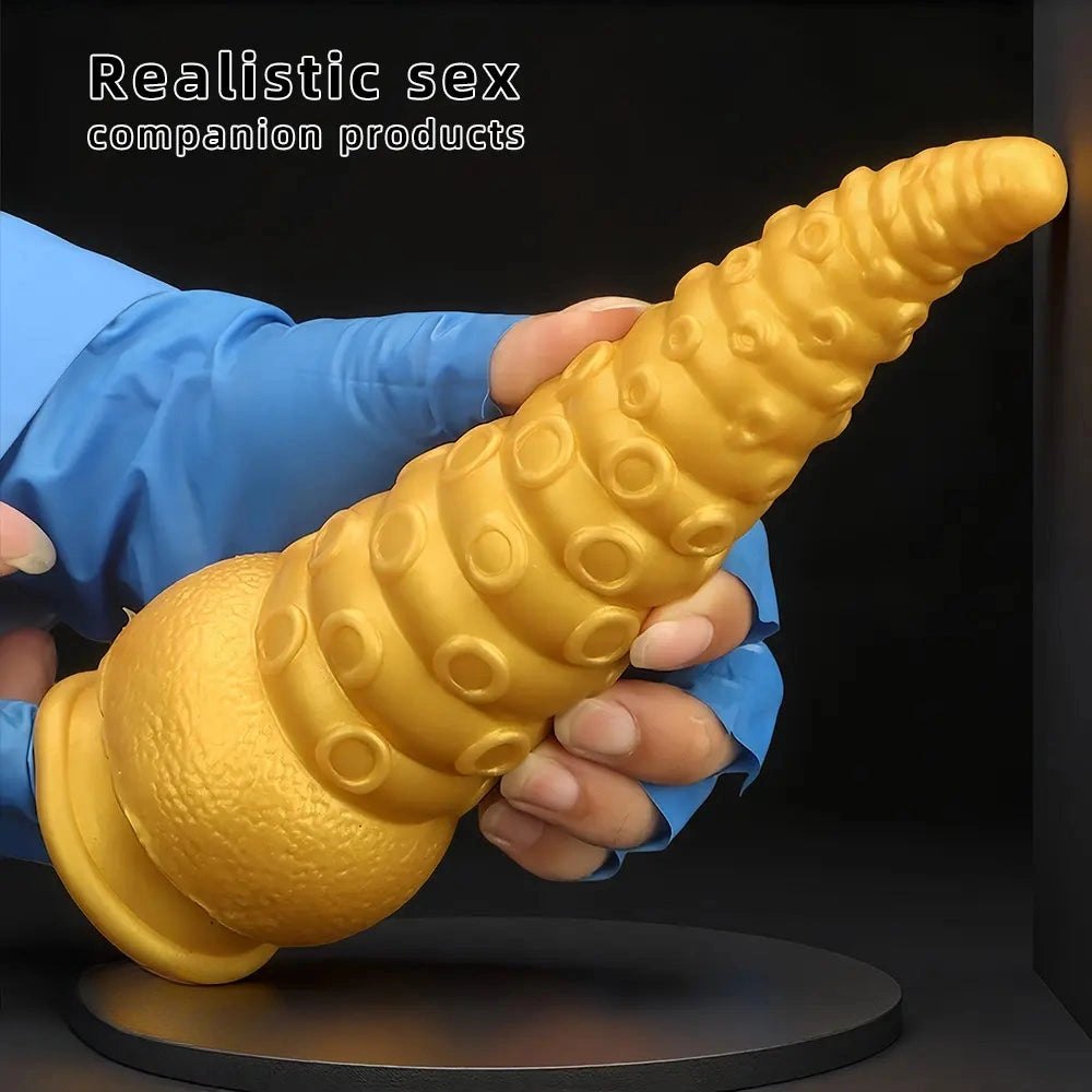 Gold tentacle fantasy silicone dildo, photo 4