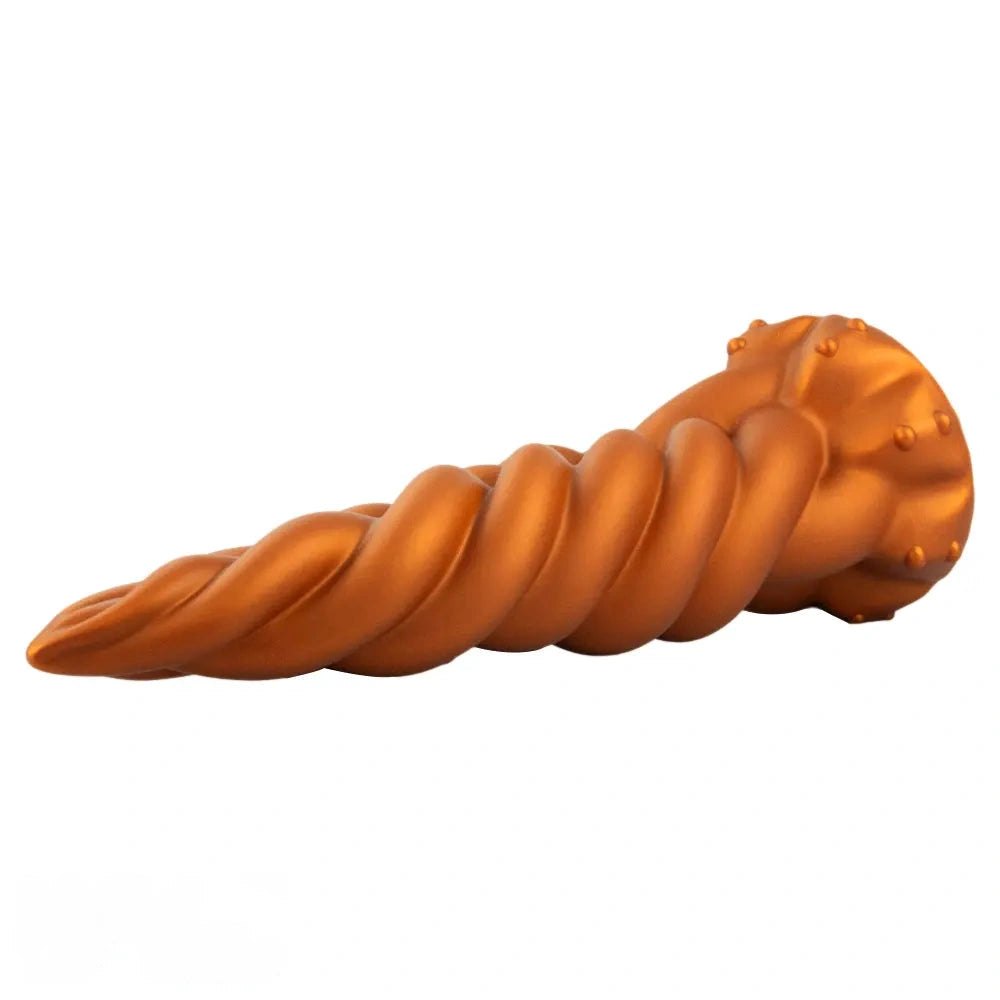Gold twisted silicone fantasy dildo, photo 11