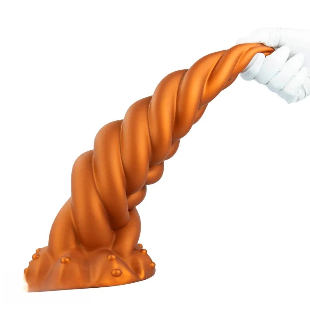 Gold twisted silicone fantasy dildo, photo 14