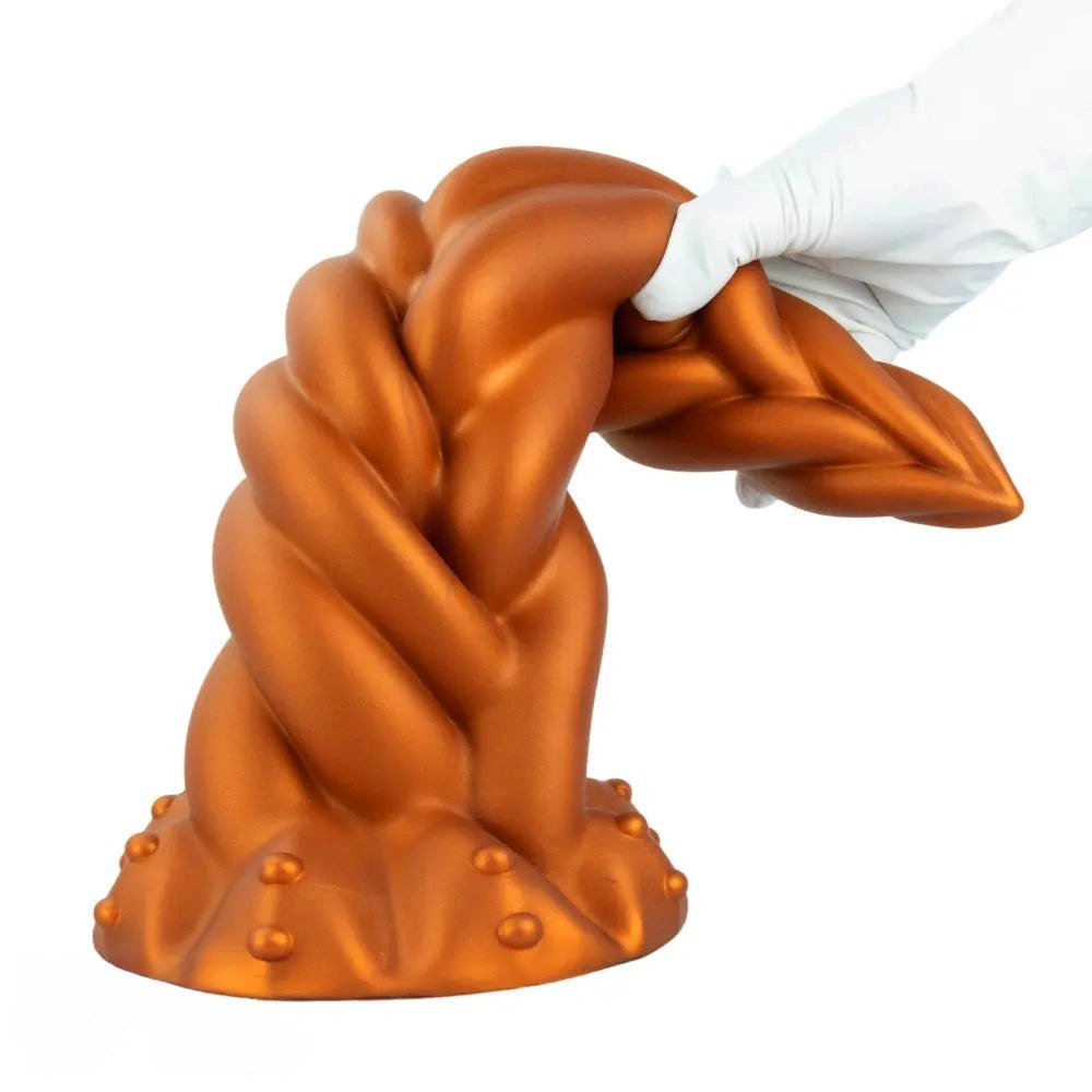 Gold twisted silicone fantasy dildo, photo 15