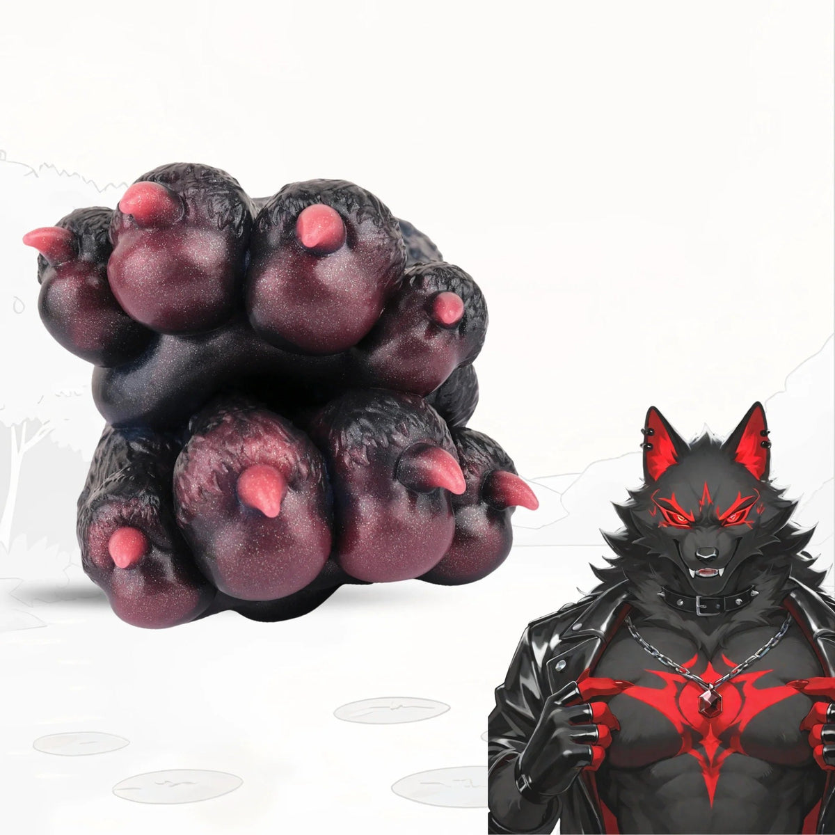 Black and burgundy double wolf paw masturbator, photo 1