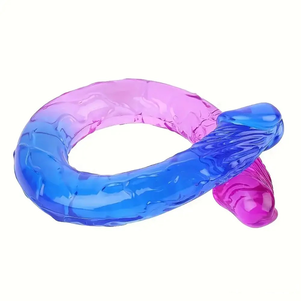 Blue pink gradient tpe double-ended dildo, photo 2