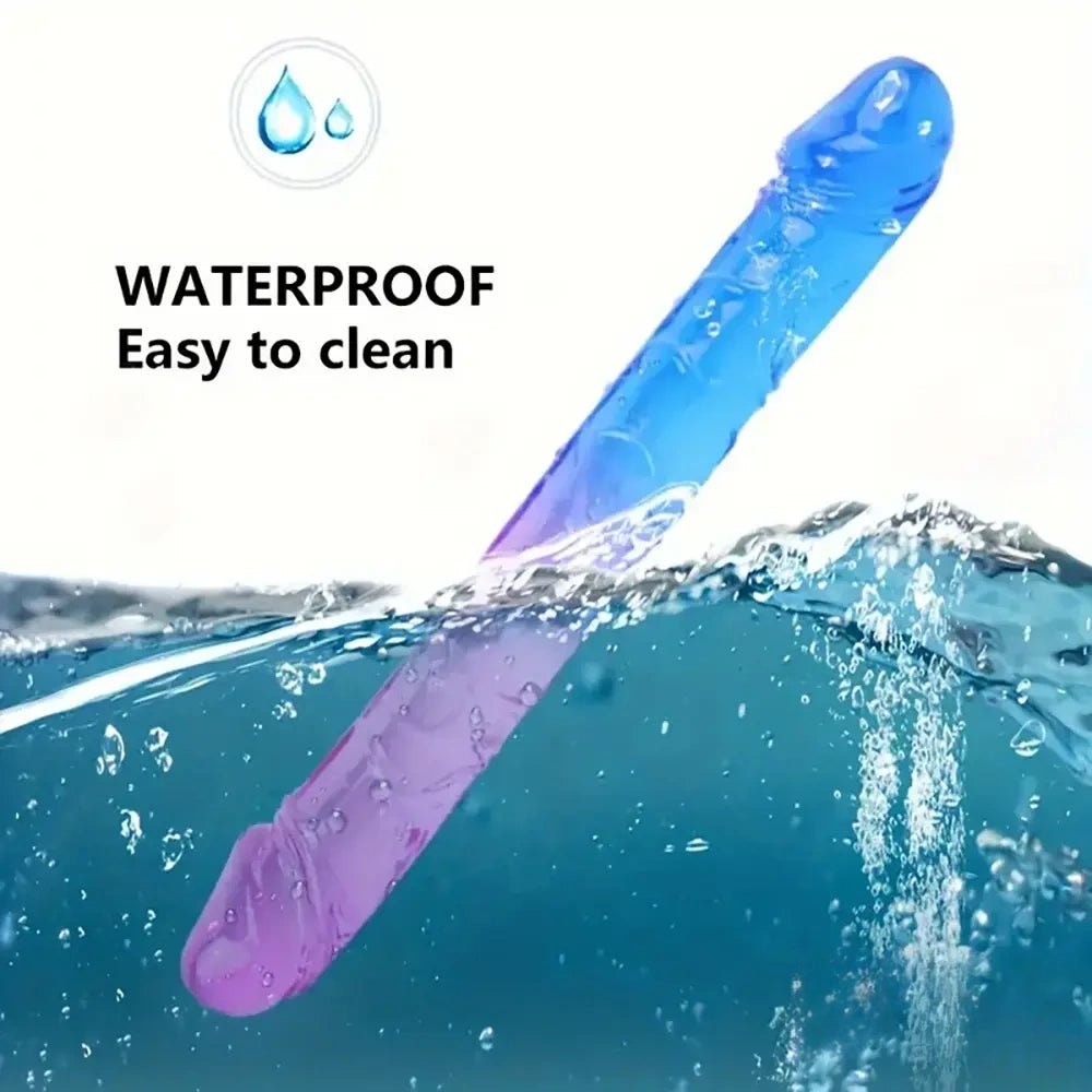Blue pink gradient tpe double-ended dildo, photo 5