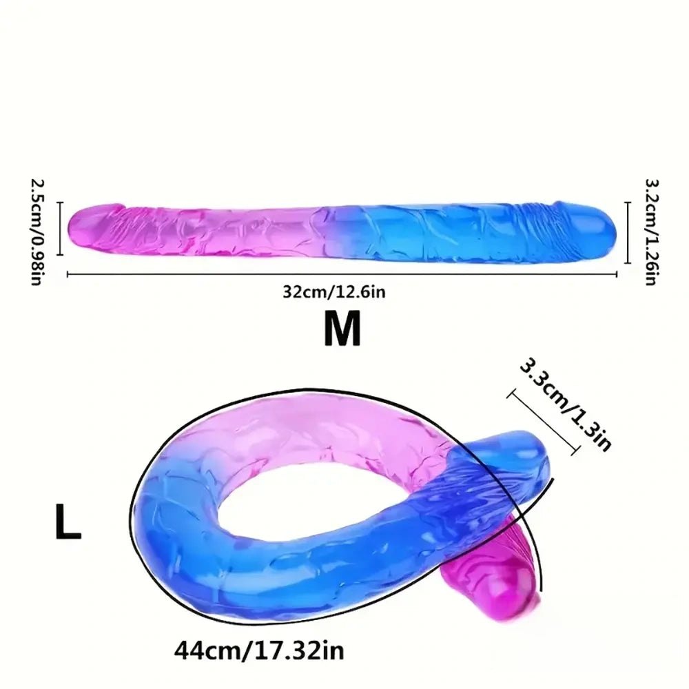 Blue pink gradient tpe double-ended dildo, photo 6