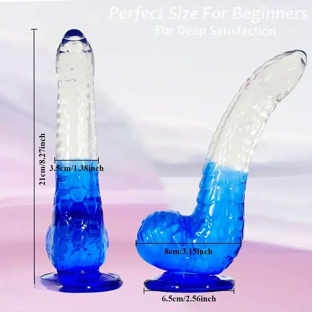 Blue translucent gradient jelly dildo