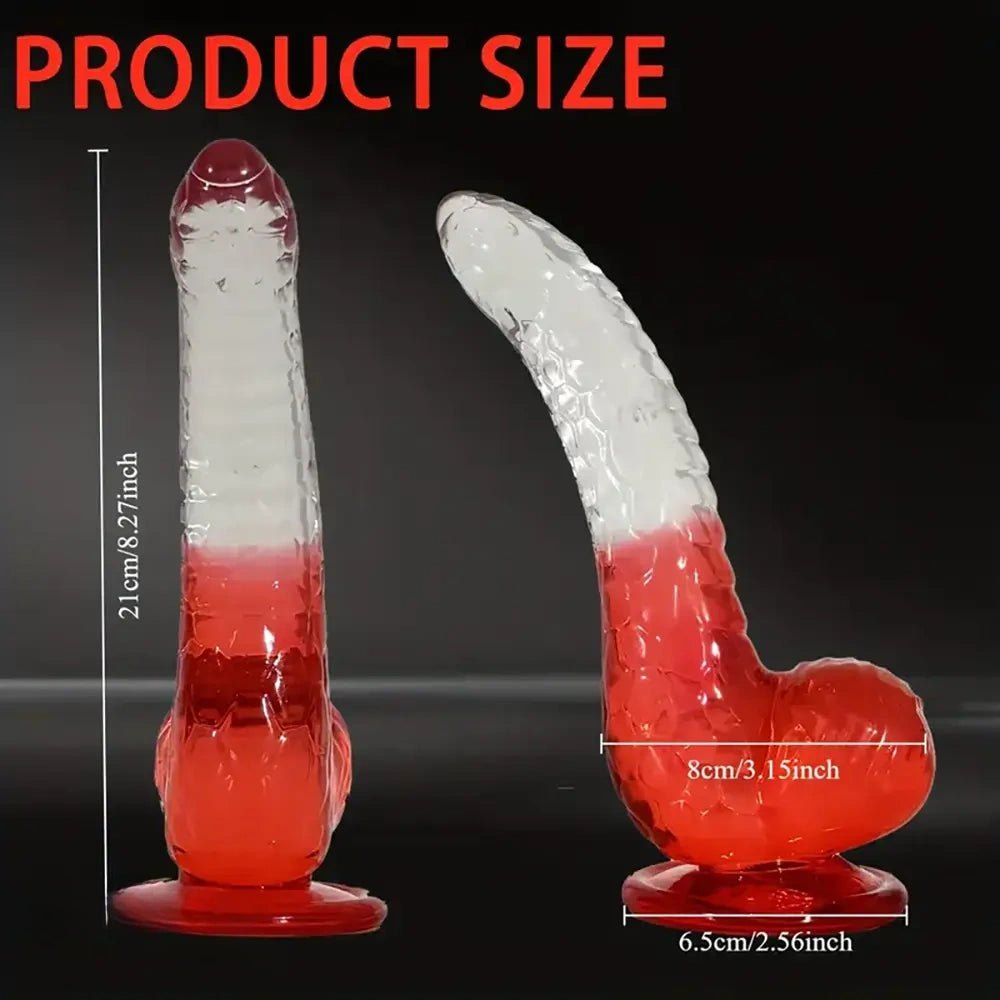 Red translucent gradient jelly dildo