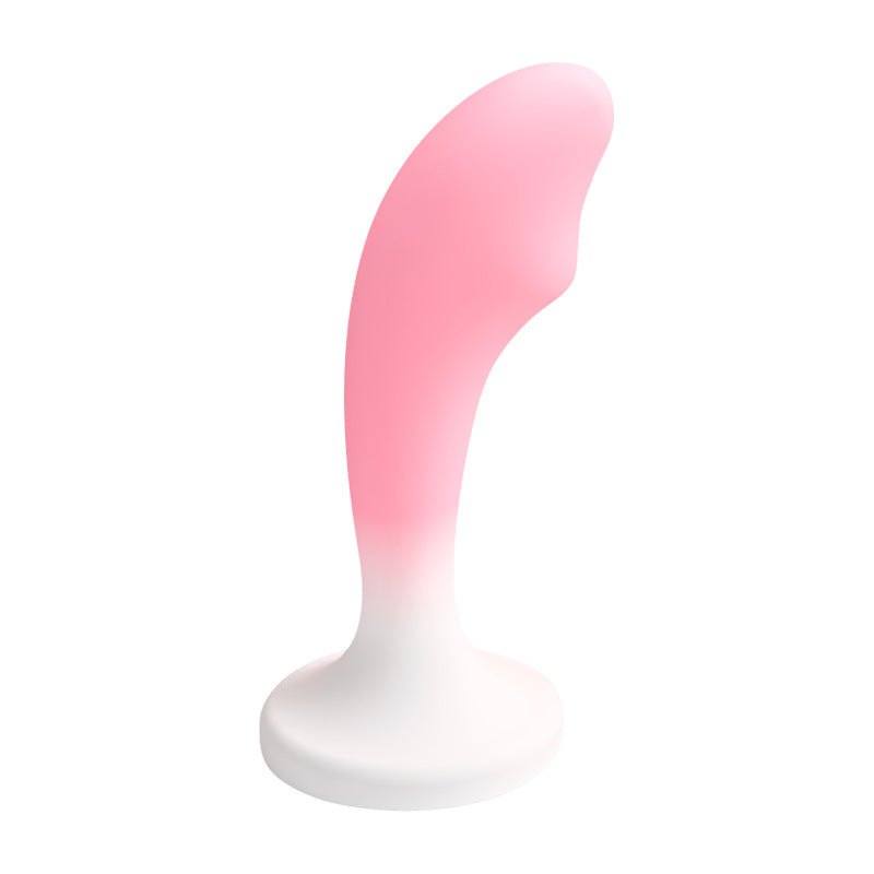 Gradient pink silicone dildo with suction cup base, photo 1