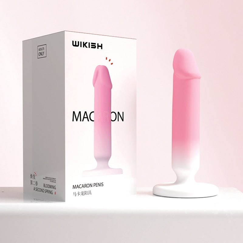 Gradient pink silicone dildo with suction cup base, photo 5