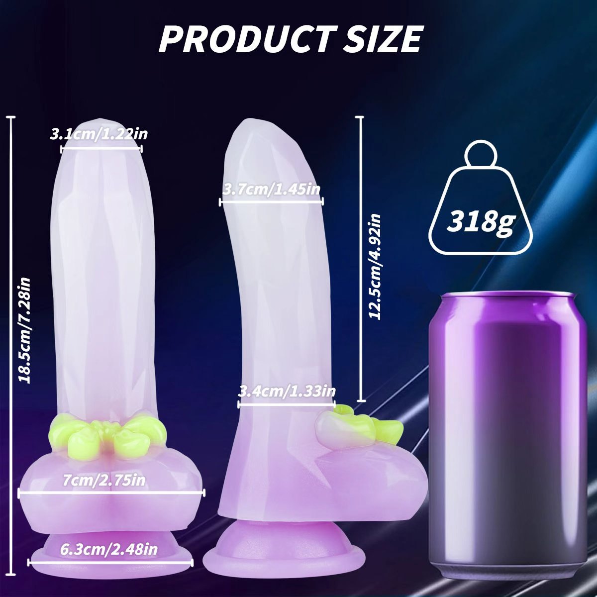 Gradient purple realistic dildo with bow accent, photo 7