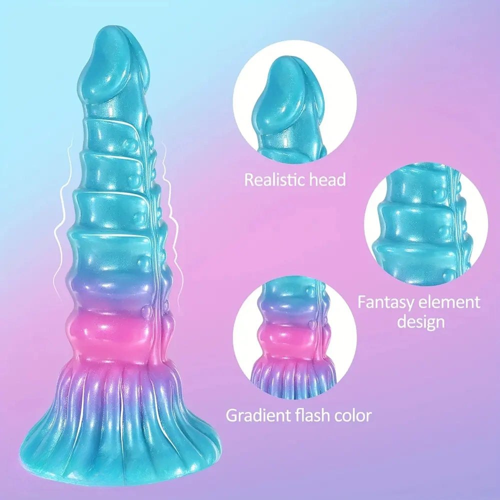 Spiral-ridged gradient fantasy dildo, photo 2