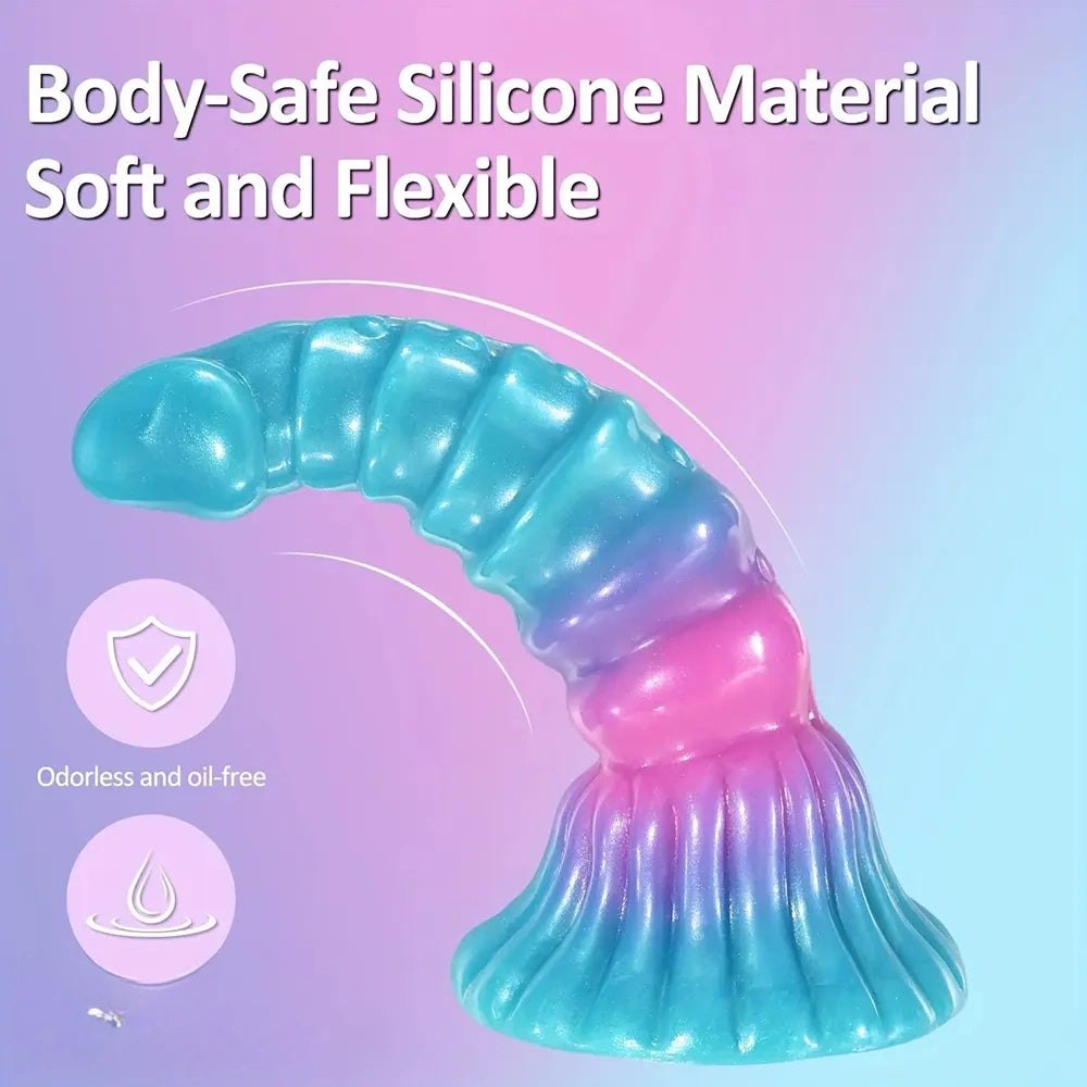 Spiral-ridged gradient fantasy dildo, photo 4