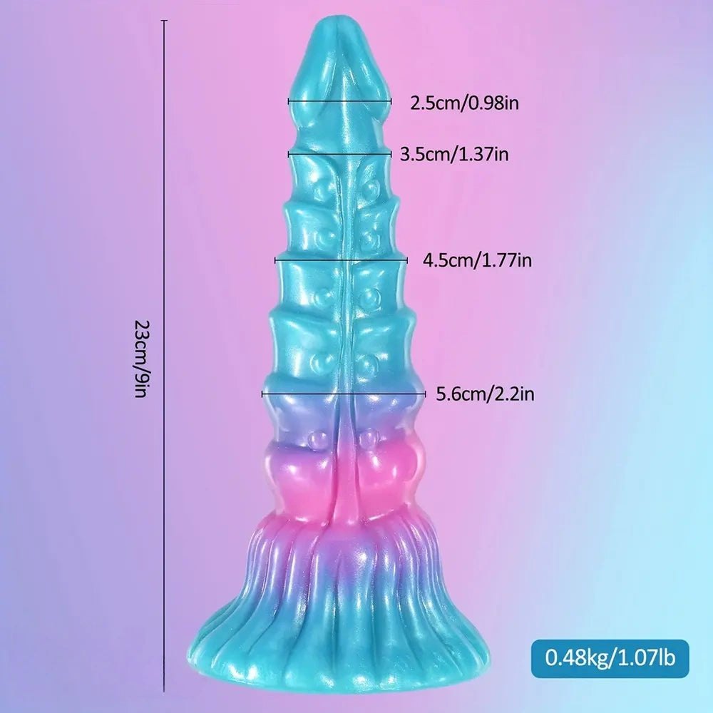 Spiral-ridged gradient fantasy dildo, photo 7