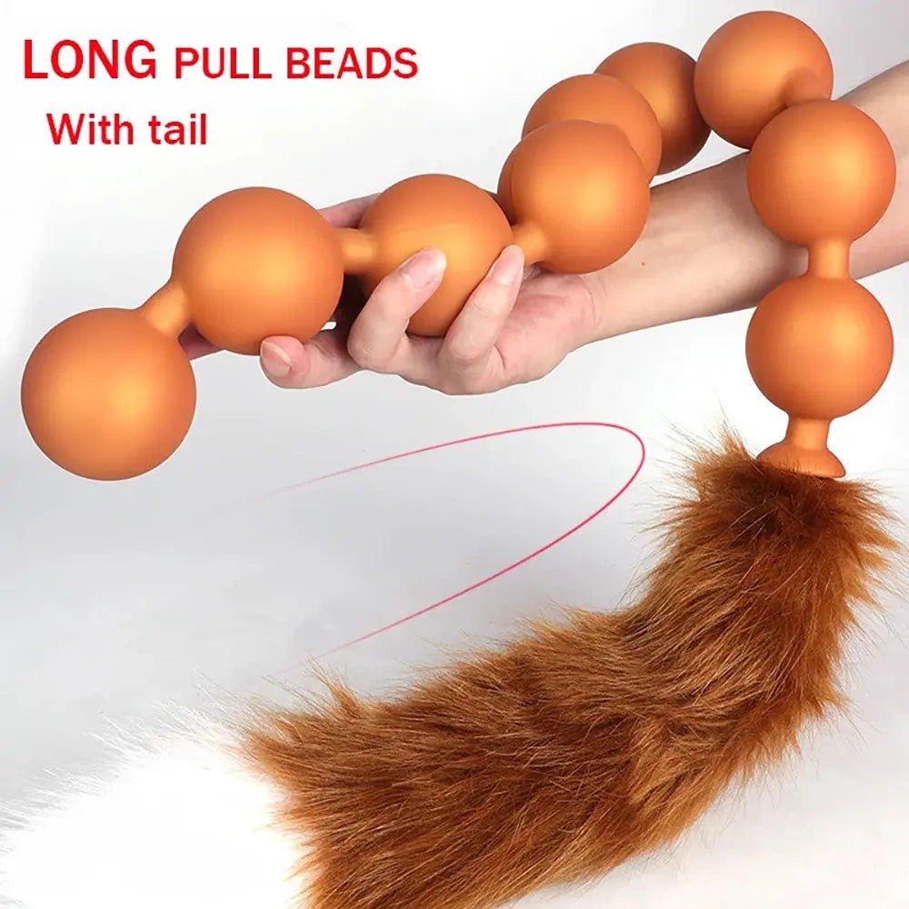 Fox tail silicone anal beads plug, photo 1