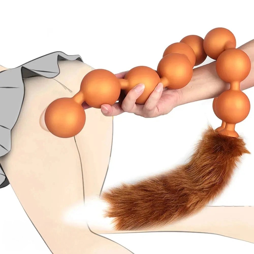 Fox tail silicone anal beads plug, photo 15
