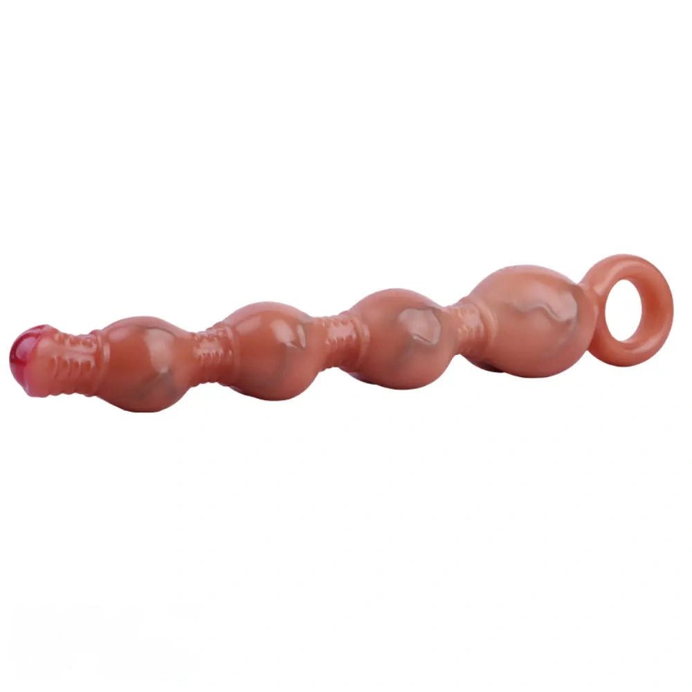 Flesh silicone anal beads with pull ring handle, photo 10