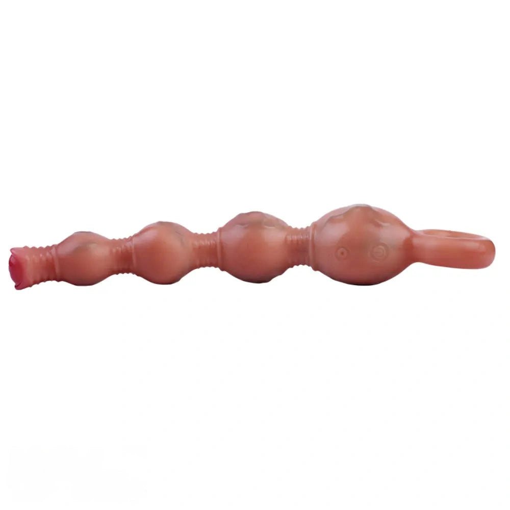 Flesh silicone anal beads with pull ring handle, photo 11