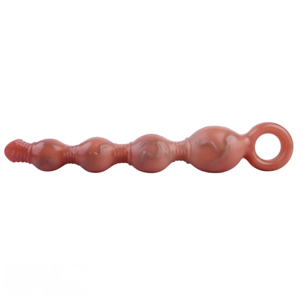 Flesh silicone anal beads with pull ring handle, photo 7