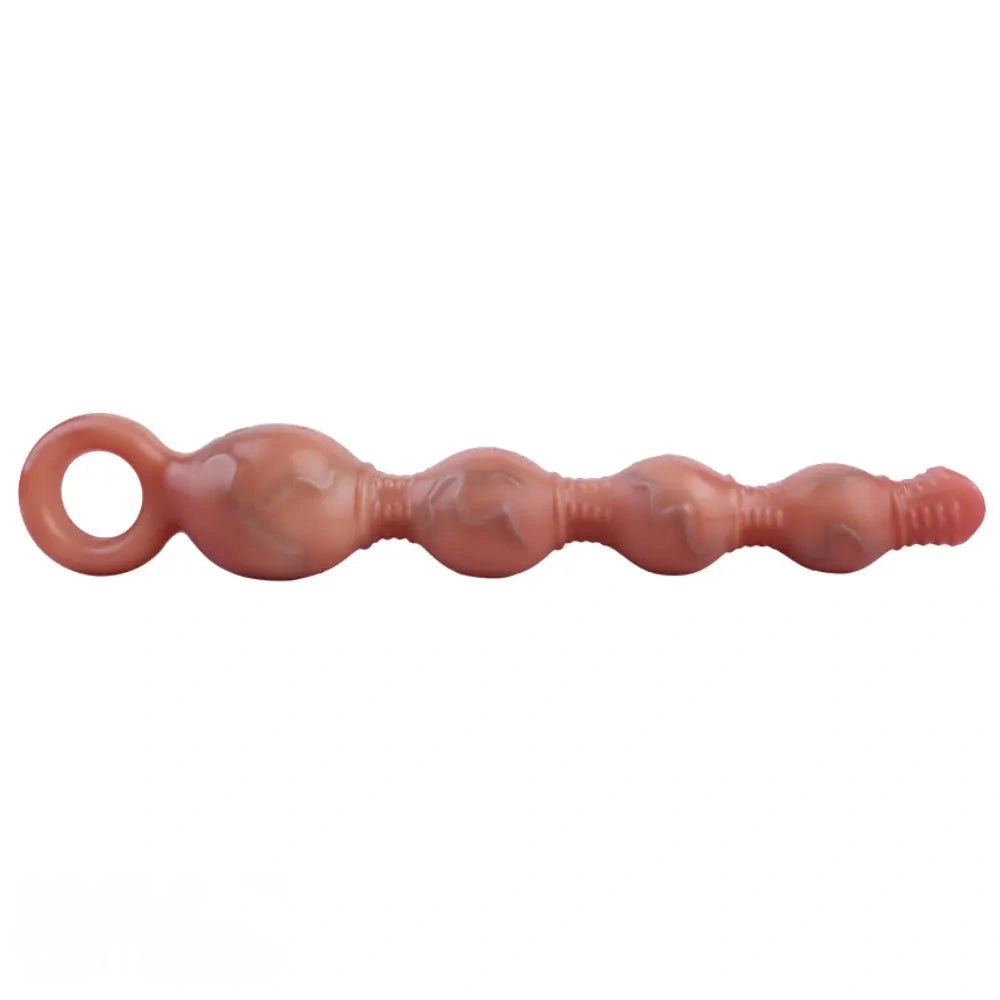 Flesh silicone anal beads with pull ring handle, photo 8