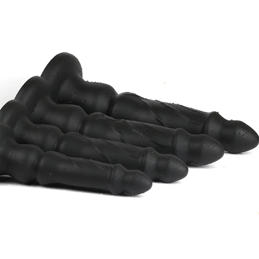 Black graduated anal training silicone dildo