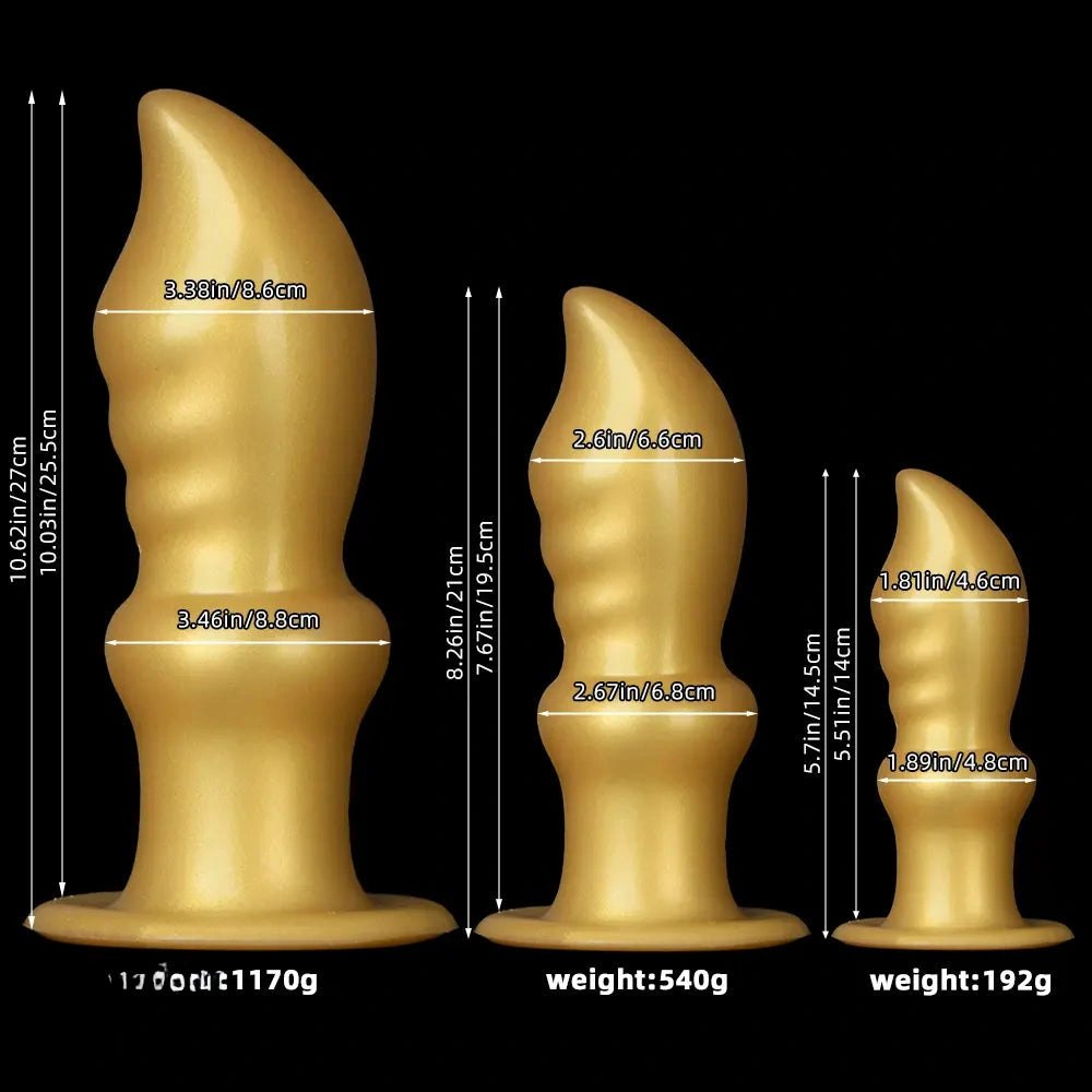 Gold silicone graduated anal training plug, photo 12