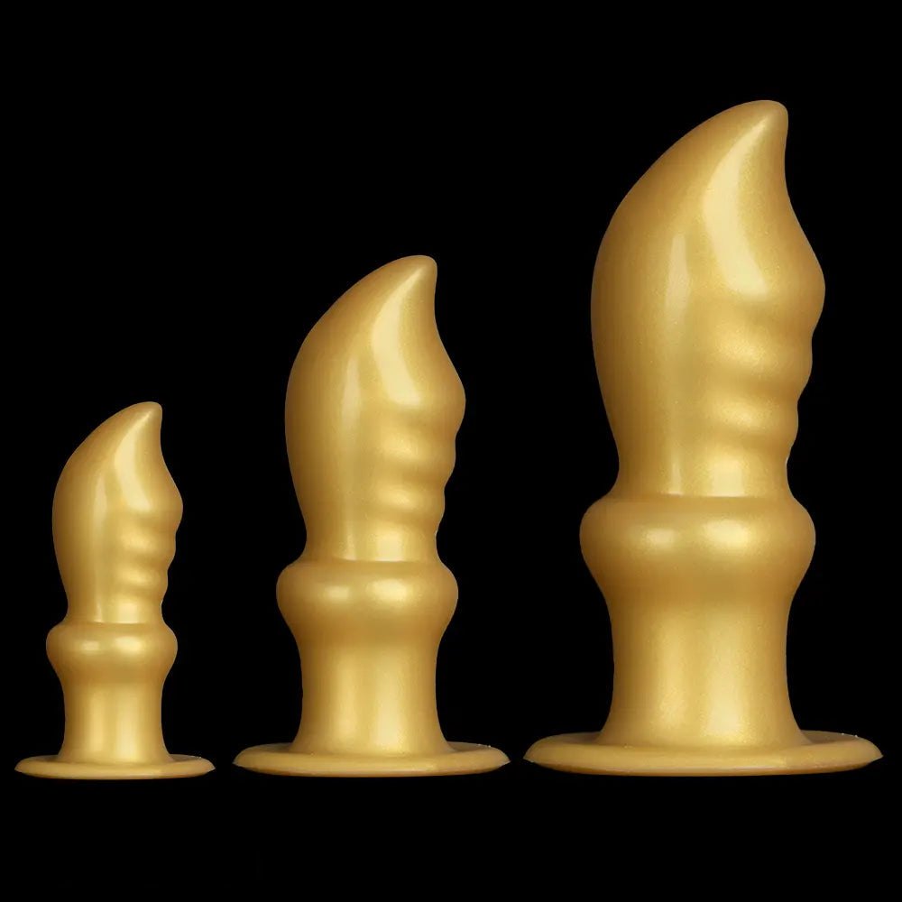 Gold silicone graduated anal training plug, photo 4