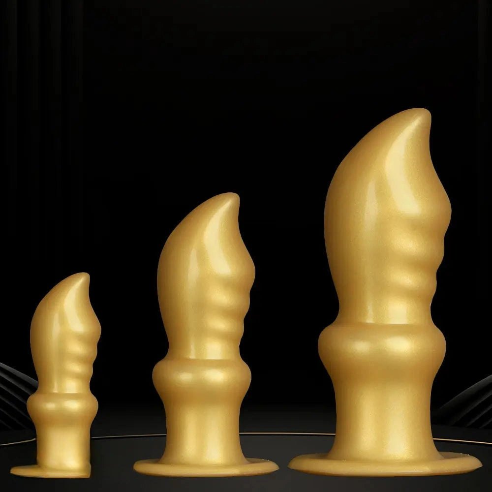 Gold silicone graduated anal training plug, photo 6